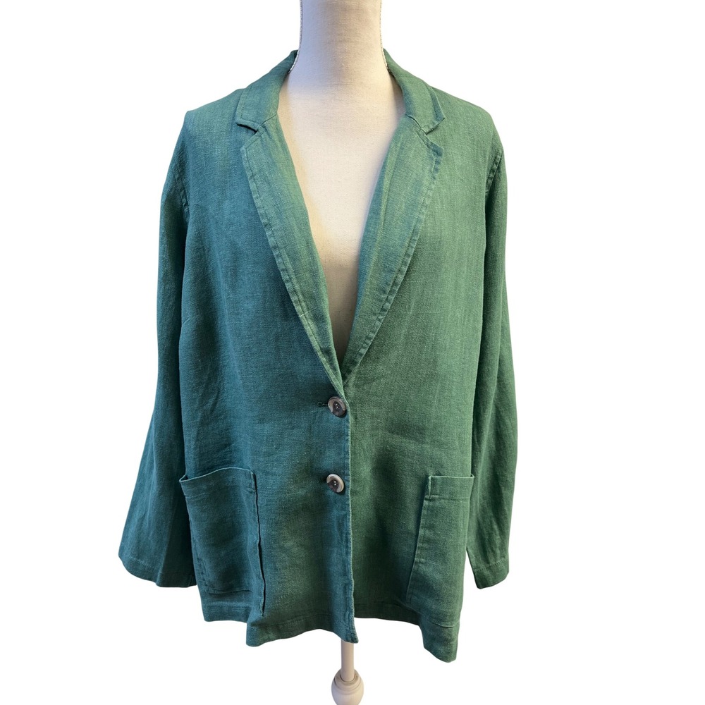 Coldwater Creek Linen Jacket 1X Earthy Breathable Lagenlook Minimalist Boho NEW